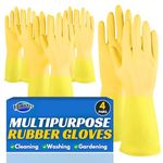 F8WARES 4PK Heavy Duty Hand Gloves - Rubber gloves for cleaning - Gloves for Washing Utensils - Gardening Gloves - Dish Washing Gloves - Suitable for Industrial Bathroom Toilet Use (Large)