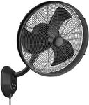 Honeywell Oscillating Wall Mount Fan, Outdoor Electric Machine w/ Remote, 18 Inch, Black - Heavy-Duty Mounted Cooling Fan for Patio, Porch, Backyard, Garage, and Home Gym