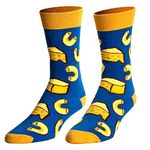 Crazy Socks, Fun Food & Snack Themed Crew Socks for Men, Colorful Assorted Styles, Mac N Cheese, Large