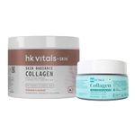 HealthKart hk vitals Skin Radiance Marine Collagen Supplement (Orange,100 grams) with Collagen Face Moisturizer, 50ml | Combo Pack, powder, 2 count