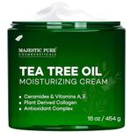 MAJESTIC PURE Tea Tree Oil Moisturizing Cream - Body, Foot & Face Moisturizer - With Ceramides, Vitamins A E & Vegan Collagen - For Dry Skin, Oily Skin, & Appearance Of Wrinkles - 16 oz