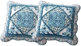 Tache Cotton Patchwork Farmhouse Antique Floral Scalloped Petal Dance 18x18 Cushion Throw Pillow Cover 2-Pieces