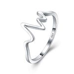 LGSY Heartbeat Statement Rings for Women Sterling Silver, Metal, No Gemstone