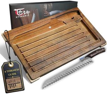 SYOKAMI Acacia Wood Bread Slicer with Bread Knife, Bread Board Bread Cutter