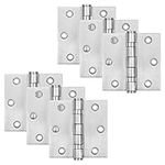 6 Pack 3" (80 mm) Door Hinges, Stainless Steel Butt Hinges, Ball Bearing, Brushed Finish, 2.2 mm Thickness, Load 80 kg/Pair, Size: 3" x 3" (80 x 76 mm)