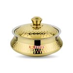 Rudra Safari Hammered Gold Double Walled Stainless Steel Casserole, | PU Insulated | Hot & Cold | Hygiene | Odourless|Easy to Carry| (5 litres)