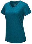 TACVASEN Peacock Blue Shirts Women Athletic Seamless Short Sleeve Tshirt Quick Dry Breathable Tops Gym Yoga,Peacock Blue,M