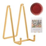 Plate Holder Easel Display Stand - 6 inch Metal Plate Stands for Display - Tabletop Picture Stand - Gold Iron Easels for Display Pictures | Photo Frames | Book | Decorative Plates | Plaque - 2 Pack