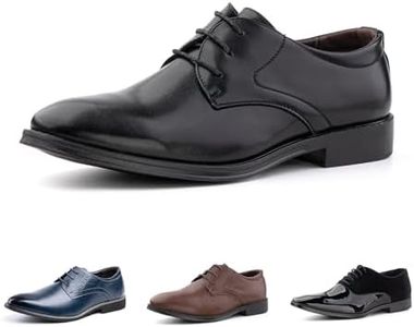 Hitmars Chaussure Derby Hommes Cuir Artificiel Ville Chaussures Habillées Homme Oxfords Mariage Commercial Classique Lacets HW2-Noir EU43