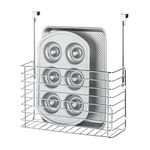 iDesign Classico Metal Over The Cabinet Kitchen Bakeware Organizer Basket for Cutting Boards, Baking Sheets, Pans, 13.73" x 5.18" x 14.2" - Chrome