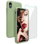 Case for iPhone Xs Max, iPhone Xs Max 6.5 Case, JASBON Liquid Silicone Phone Case with Free Screen Protector Gel Rubber Shockproof Cover Full Protective Case for iPhone Xs Max-Matcha Green