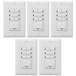 Enerlites HET06A-W-5PCS Bathroom Timer Switch by in-Wall Countdown Timer Switch, Fan Switch Timer,1,5,10,15,20,30 Minutes, LED Night Light (Pack of 5)