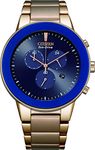 CITIZEN Stainless Steel Analog Blue Dial Men Watch-At2243-87L, Rose Gold Band