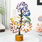 HindCraft Crystal Tree - Showpiece for Home Decor - Feng Shui Seven Chakra Tree - Home Decorations - - Marriage Gift Items - Antique Home Decor - 10-12 Inch (Mix Chakra Tree (Silver Wire))