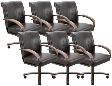 Chromcraft Set of 6 Rolling Chairs, PU Leather Chairs Rolling Chairs on Wheels for Kitchen(Ivanhoe NPL Bison)