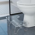 Choowin Thickened Acrylic Toilet Stool Poop Stool Squat Potty for Adults,Potty Stool Poop Stool Adult,Toilet Stool Squat Adult,Acrylic Bathroom Stool,Simple Modern for Any Décor Bathroom,16cm H,Clear