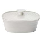 Portmeirion Sophie Conran White Covered Butter Dish | Butter Keeper with Lid for Countertop | Made from Fine Porcelain | Microwave and Dishwasher Safe