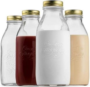 Bormioli Rocco Quattro Stagioni Glass Milk Bottle 33.75, 4 Pack, Clear