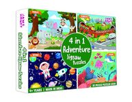 Amazon Brand - Jam & Honey 4 in 1 Adventure - Puzzles for Kids | 35-Piece Puzzles | Educational Toy for Cognitive Development | Vibrant Colors