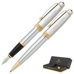 Personalized Cross Bailey Medalist Ballpoint and Fountain Pen Set. Set Includes Twist Ballpoint, Medium Nib Fountain, Starter Ink, Engraving, and Box.