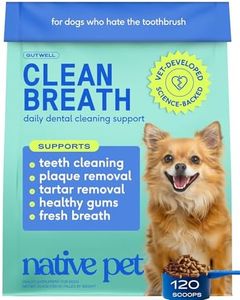 Native Pet GutWell Clean Breath - Dog Breath Freshener & Dog Teeth Cleaning Powder Cold-Pressed to Reduce Plaque, Tartar & Promote Oral Health with Triple-Biotic Blend, Brown Algae & Zinc -120 Scoops