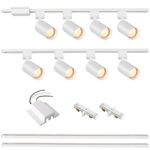 Hiiglxii 8-Light LED Track Lighting Kit with 6.6FT H Track Lighting Rails & Floating Canopy Connector, GU10 Track Light Kit, Modern Kitchen Track Lighting Fixtures Ceiling Spot Light, White (No Bulbs)