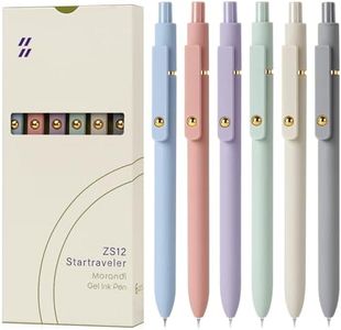 FIOVER Gel Pens, 6pcs 0.5mm Fine Point Black Ink, Smooth Writing Pens for Journaling, Nurse Aesthetic Cute Office School Supplies, Gifts for Women and Men (6Pcs Morandi-Black Ink)