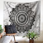 ZHH Tapestry Wall Hanging Gradient Grey Mandala Flowers Tapestry Hippie Bohemian Tapestries Indian Home Decor Wall Decor Bedroom College Dorm Beach Throw Boho Decor 59" x 51" Inches