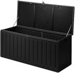 LI LIVSIP 490L Outdoor Storage Deck Box - Waterproof & Lockable Large Storage Container with Handle for Garden Tools Furniture Cushions Sporting Gears, 136KG Load Capacity, Black