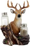 Ebros Gift Rustic 12 Point Whitetail Buck Deer Glass Salt & Pepper Shakers Holder Figurine Decor 8.25"H Deers Bucks Stags Hunters Cabin Cottage Lodge Home Decorative Accent