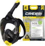 Cressi Bali Full Face Snorkel Mask - Panoramic Diving Mask - Dry-Top Snorkel Set for Adults - Leak-Free Scuba Equipment - Black / Yellow - L-XL