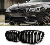 Gangying F10 Grille for BMW 5 Series F10 F11 M5 Kidney Grille F11 Grill Double Slats Glossy Black 2010-2016