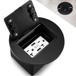 Kanayu Recessed Floor Outlet 3.98"x3.66"x3.15" 1-Gang with 4.8A USB Chargers 20 Amp Floor Receptacles Round Floor Outlet Kit Electrical Waterproof Outlet Cover for Floor, ETL Listed(Black, 1 Pack)