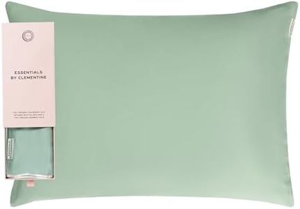 Clementine Sleepwear Essentials Organic King Size Pillowcase Match Point Green | Two-Tone Bamboo and Silver Ion Silk for Acne-Prone Skin, Anti-Aging, and Hydrated Hair and Skin