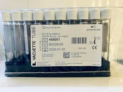Generic 9mL VACUETTE -16x100- No Additive- PRF- Tube 50 Pack. Platelet Rich Fibrin Greiner Tube.