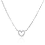 PAVOI 14K White Gold Plated Cubic Zirconia Heart Necklace | Layered Necklaces | White Gold Necklaces for Women