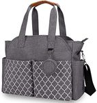 Diaper Bag Tote, Large Travel Diaper Tote Messenger Bag for Mom and Dad, Multifunction Baby Tote Bag with Pacifier Case, Grey, Large