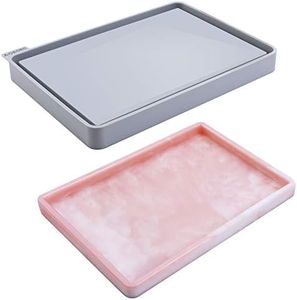 Rolling Tray Mold for Resin Silicone Tray Mold with Sides, Large Rolling Tray Resin Mold for Epoxy Resin, Resin Serving Board Mold with Edge for Resin Casting Shiny Surface & Durable 10.43x7.4x0.98 in