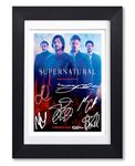 Memorabilia Supernatural Cast Signed Autograph A4 Poster Photo Print Art Picture TV Show Series Season DVD Boxset Gift (BLACK FRAMED & MOUNTED)