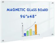 Magnetic Glass Whiteboard, 8' x 4', Frameless Wall Mount, Normal White
