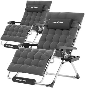 UDPATIO Oversized Zero Gravity Chair Set of 2, 29In XXL Patio Reclining Chair with Cushion, Outdoor Folding Recliner with Pillows|Cup Holder|Foot Rest|Padded Headrest, Burgundy, Support 500LB