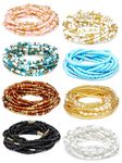 Sureio 8 Pieces 70 Inch Handmade Waist Beads African Belly Beads Chain Plus Size Belly Body Beads for Women Colorful Waist Jewelry Accessories