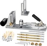 HOWOD Pocket Hole Jig Kit, Upgraded Professional Metal Pocket Screw Jig System with Detachable Vacuum Adapter, Sharp and Durable 9.5MM(3/8") Titanium Drill Bits (3-Pack)
