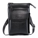 Hengwin Leather Cell Phone Holster Case with Belt Loop Belt Clip Shoulder Strap, Crossbody Purse Waist Pouch Messenger Bag Fits for iPhone 15 14 13 12 11 Pro Max Samsung Galaxy A15 A54 S24+ S23 Ultra