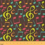 Feelyou Music Themed Upholstery Fabric by The Yard, Colorful Musical Note Pattern Outdoor Fabric by The Yard, Abstract Decorative Fabric for Upholstery and Home DIY Projects, 5 Yards, Yellow Brown