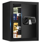 2.2 Cub Large Fireproof Safe Box for Home, Digital Security Safe Fireproof and Waterproof with Programmable Keypad and Key Lock, Home Fire Safes for Document Money Valuables