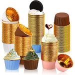 Lighterday 200Pcs Cupcake Cases 4 Colors Mixed Muffin Cases for Baking Greaseproof Foil Baking Cups,Muffin Cases for Weddings Birthdays Party (White/Coffee/Pink/Blue)