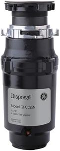 GE Disposall Continuous Feed 1/2 Horsepower Motor Garbage Disposer, Good for Grinding: Cooked Meat, Beans, & Seeds, Easy Install Kit & Power Cord Included, Recommended for 2-4 Person Homes, GFC525N