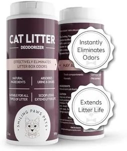 Smiling Paws Pets Organic Cat Litter Deodorizer - Kitty Litter Deodorizer, Box Scent Remover, and Moisture Absorber - Keeps Litter 100% Fresh - 3-in-1 Pet Odor Eliminator and Neutralizer