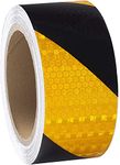 XFXIA Reflective Tape, 20M*5cm Reflector Tape Waterproof Outdoor, Self-Adhesive Safety Tape for Car Truck Motorcycle Boat Bike Trailer Camper Balance Baby Strollers Helmets on Night, Yellow/Black